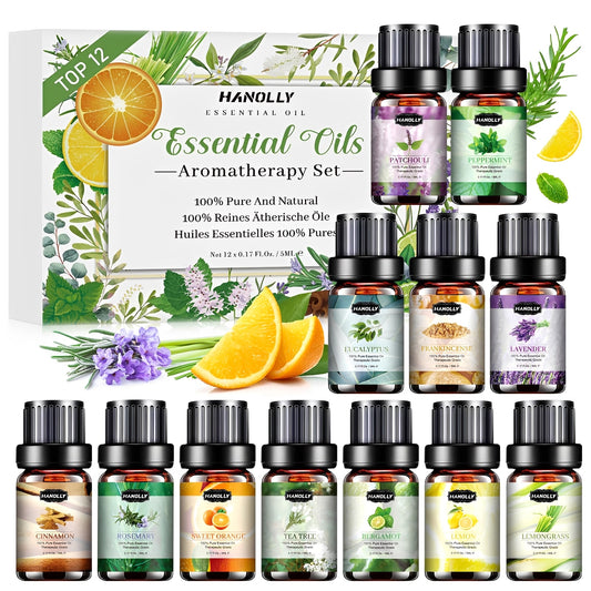 AromaPure Essential Oils Set - 12 Home Diffuser Blends kit
