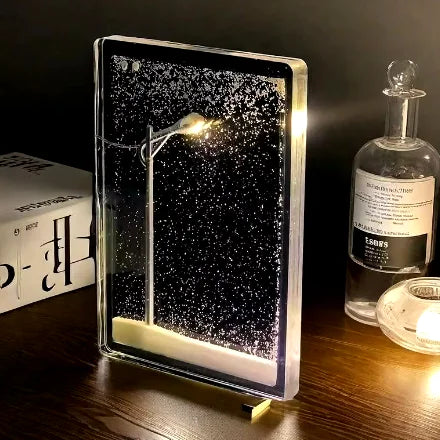 Snowy Night Street Lamp